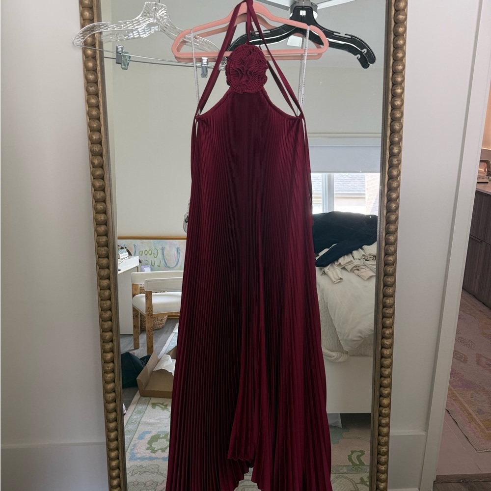 Elegant Burgundy Halter Maxi Dress